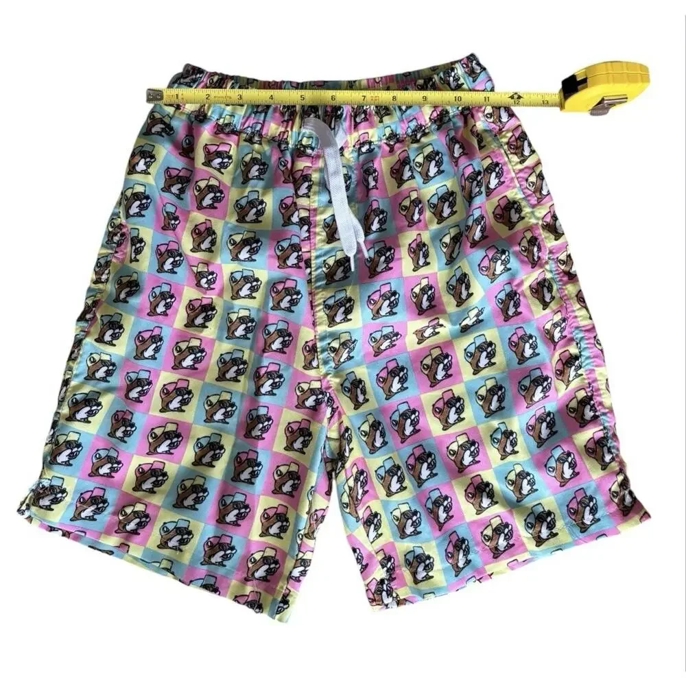 Buc-ee’s Pastel Checkerboard Beaver Mascot Swim Trunks Sz YL Vacation